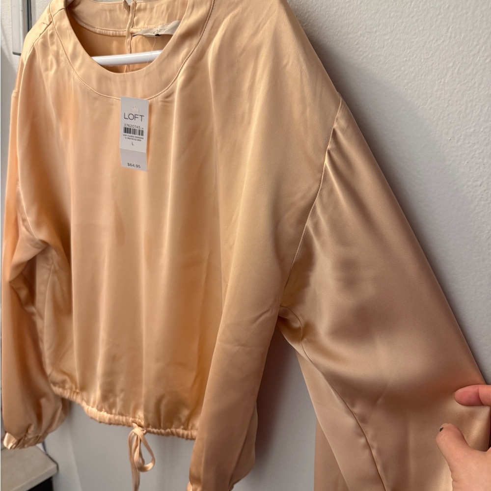 LOFT Champagne Satin Top - Picture 5 of 7